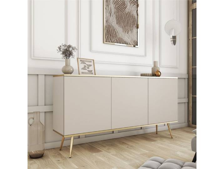 Buffet Komodee BANFF KOM1 Jambes métalliques dorées Beige Beige 39 x 160 x 85 cm