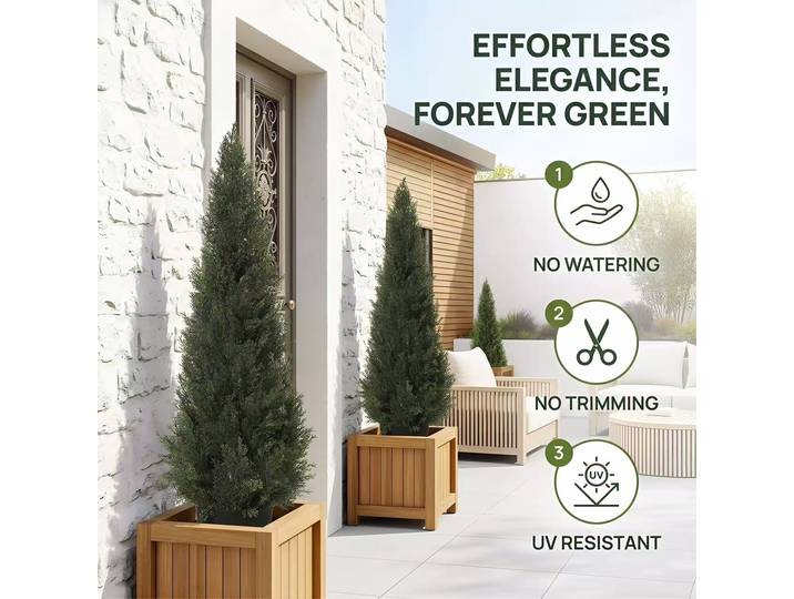 Arbre topiaire artificiel en cèdre HAUSPROFI 90/120 cm, plantes artificielles, plantes factices, décoration extérieure, décoration de printemps, décoration intérieure
