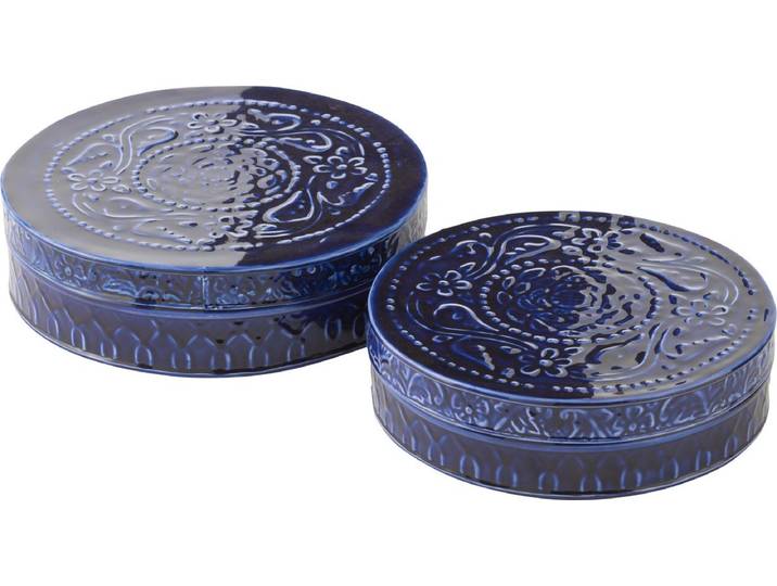 J-Line doos Nag - metaal - blauw - set van 2