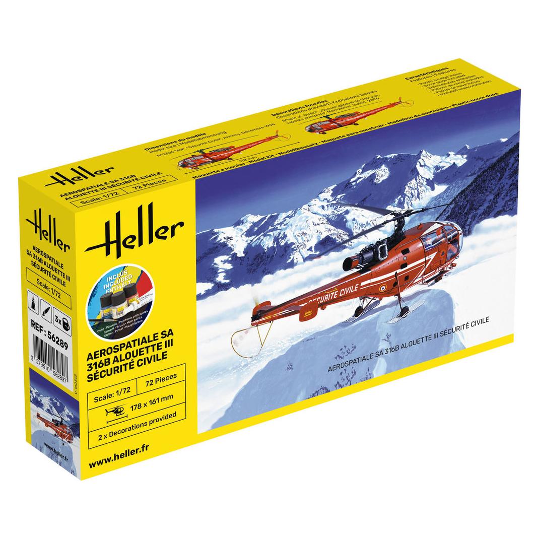 Heller STARTER KIT Alouette III Sécurité Civile (56289)