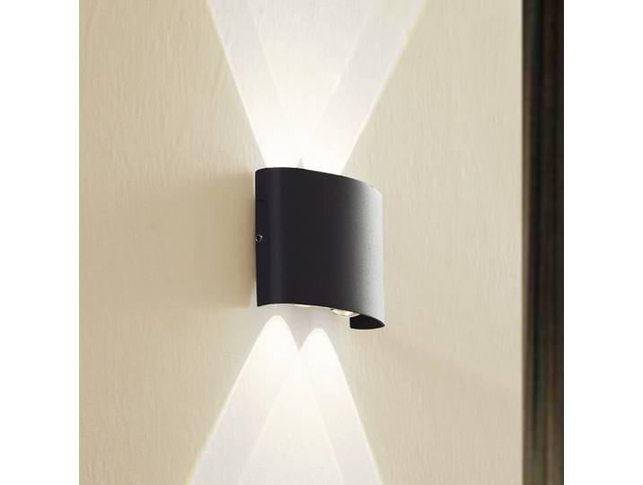 LED Aussenwandleuchte Ithan Lindby, schwarz, Aluminium, Modern, LED Wandleuchte außen
