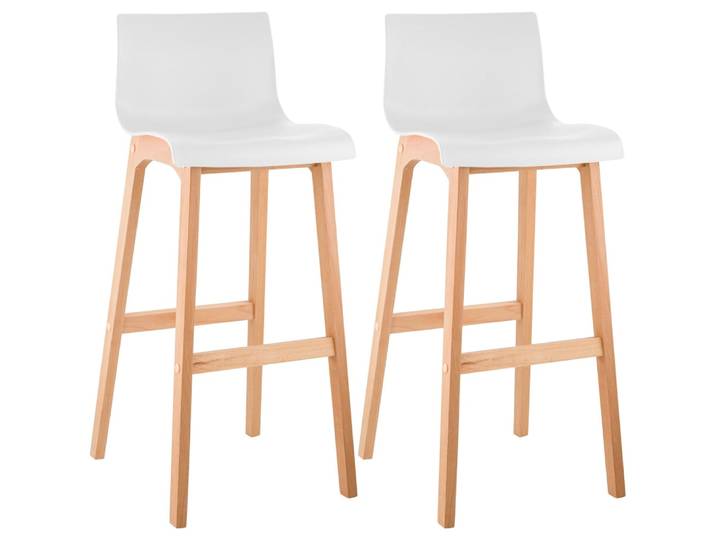 Lot 2 tabourets bar avec pieds en bois en holz blanc