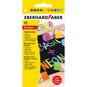 Eberhard-Faber Kreide Colori neon+basic, 12 Stück, 526012, Tafelkreide, eckig, bunt