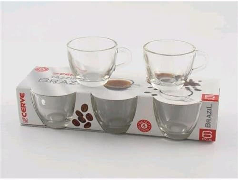 Dripio Set van 6 moderne conische koffiekopjes van glas, 75 ml