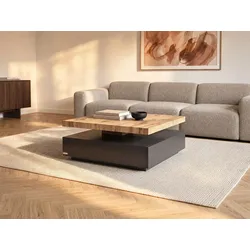 Couchtisch drehbar - 1 Schublade - MDF - Anthrazit & Holzfarben - KYRIA