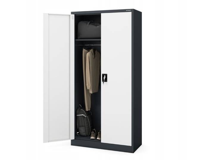 Armoire Métallique DAWID Anthracite-Blanc 90x185x45cm Sécurisée