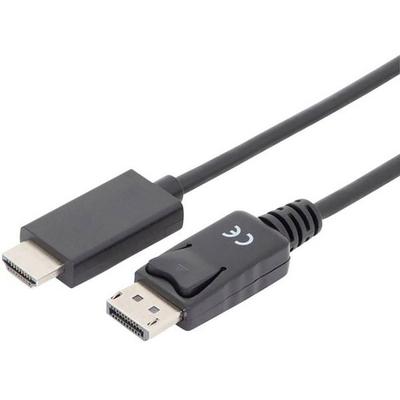 Digitus DisplayPort / HDMI Adapterkabel DisplayPort Stecker, HDMI-A Stecker 1.00 m Schwarz AK-340303-010-S dreifach geschirmt DisplayPort-Kabel