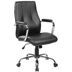 Dmora Bürostuhl Dfarin, Chefsessel mit Armlehnen, Ergonomischer Bürostuhl, 64x58h101/111 cm, Schwarz