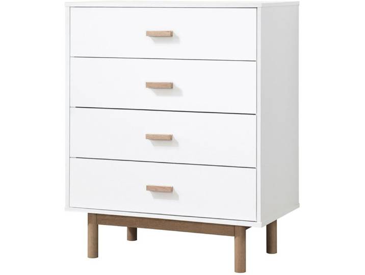 Melanie - Commode à 4 Tiroirs En Mélaminé Chêne Blanc