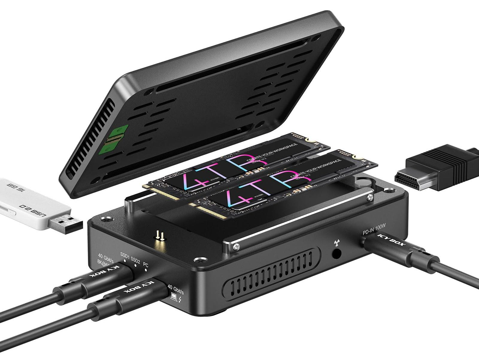 Icy Box IB-RD2818DK-40G Heart Raid 2818 RAID & Dockingstation met 2x M.2 NVMe SSD
