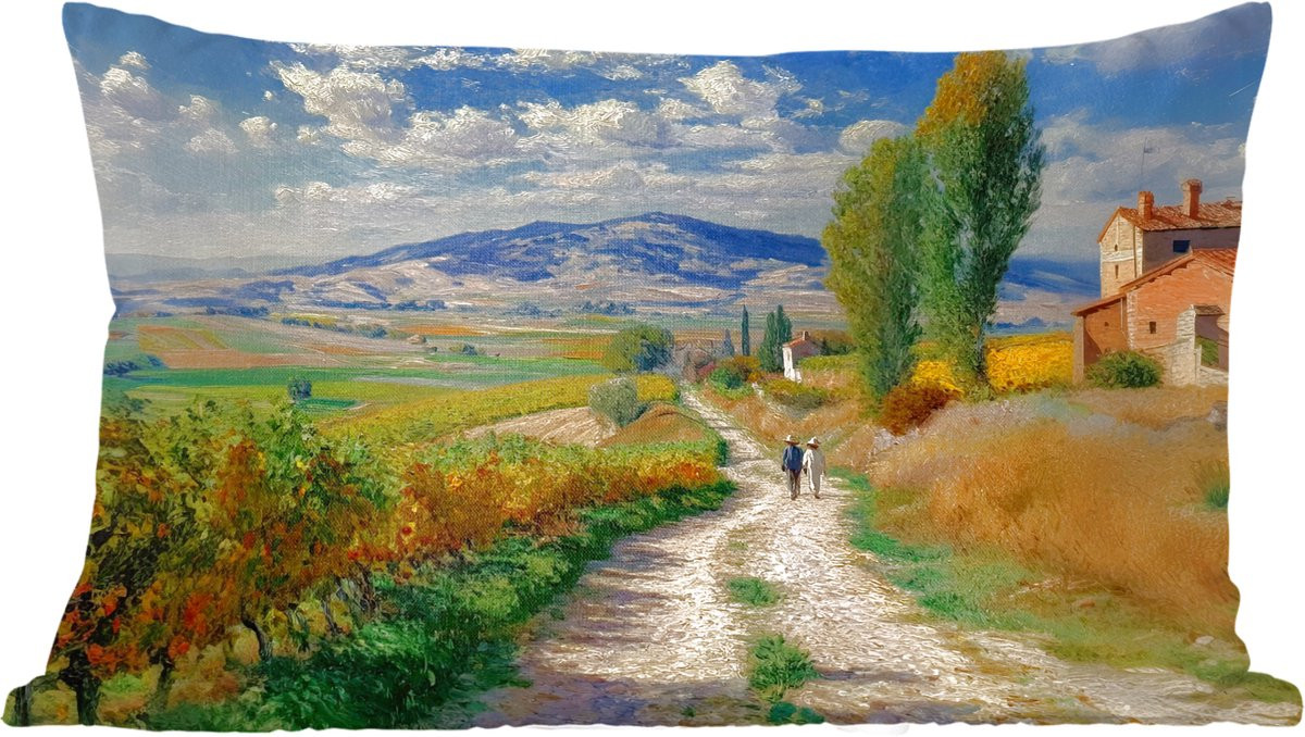 PillowMonkey Sierenkussen Mensen Wandelen Zandpad Velden B/D: 50 x 30 cm