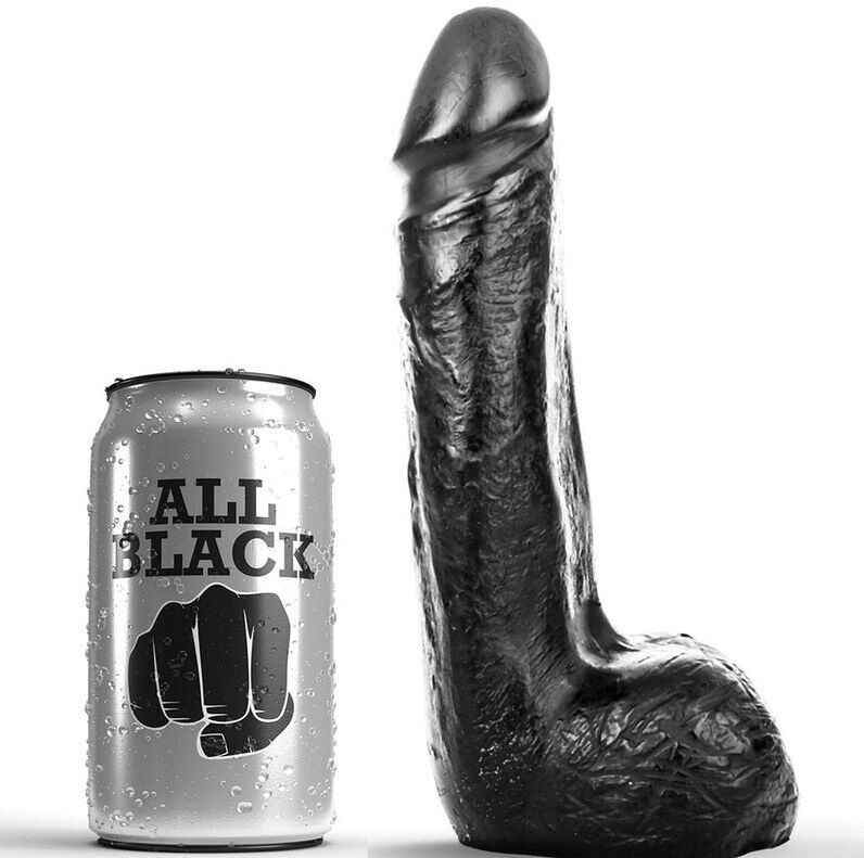 all black dildo lisse 20 cm