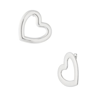 Paar Ohrstecker ADELIA´S "Ohrringe Ohrstecker aus Edelstahl – 1 Paar", Damen, Gr. Damen, Edelstahl, silber (silberfarben), Ohrringe, Modeschmuck, trendig mit offenem Herzdesign