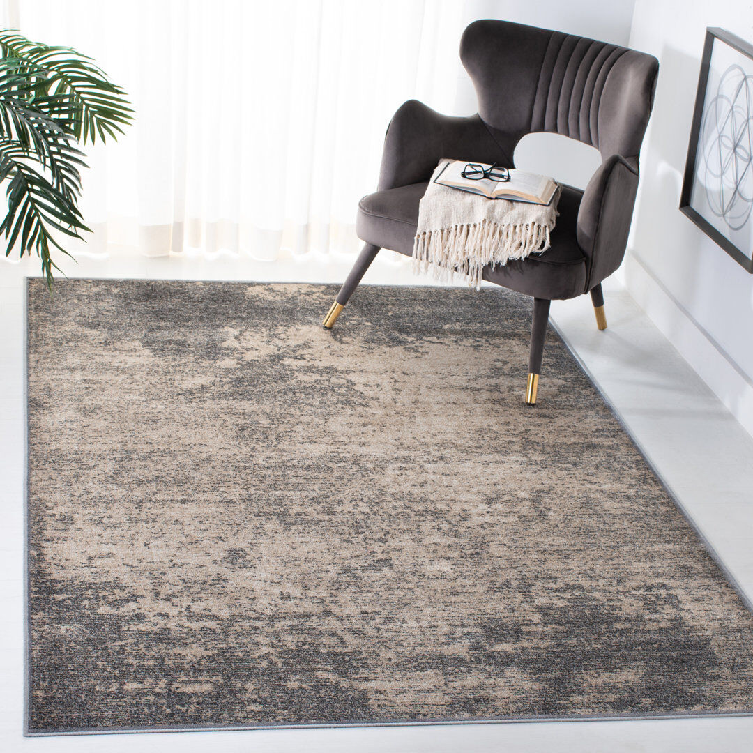 Borough Wharf Lakeport Rectangle Abstract Viscose Area Rug Grey/Cream Rectangle 183 x 274cm