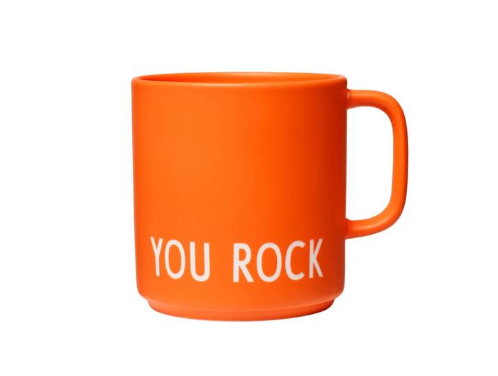Design Letters - AJ Favourite Porzellan Becher mit Henkel, You Rock / orange