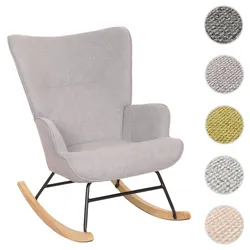 Schaukelstuhl HWC-N14, Schwingstuhl Relaxsessel Fernsehsessel, Massiv-Holz Metall Stoff/Textil 320g/m2 ~ hellgrau