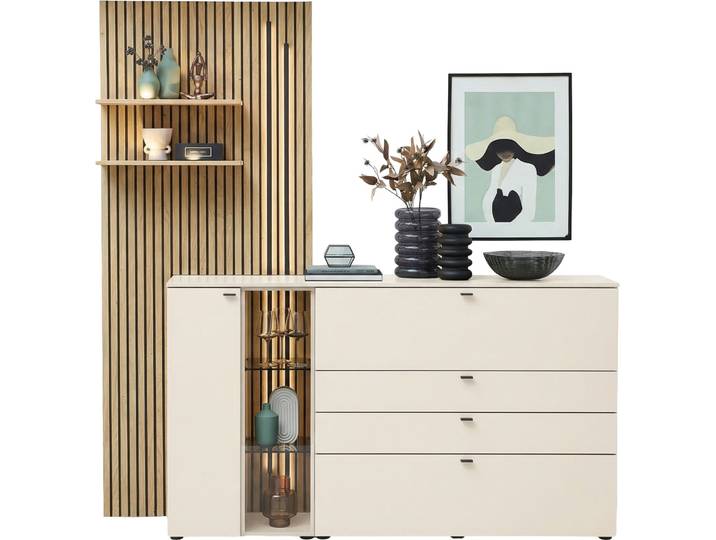 Venjakob Kombination Sideboard/Paneel VANYA, Weiß, Holznachbildung
