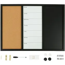 Relaxdays, Präsentationstafel, Kombitafel 3in1 Magnettafel-Set (70 x 50 cm)