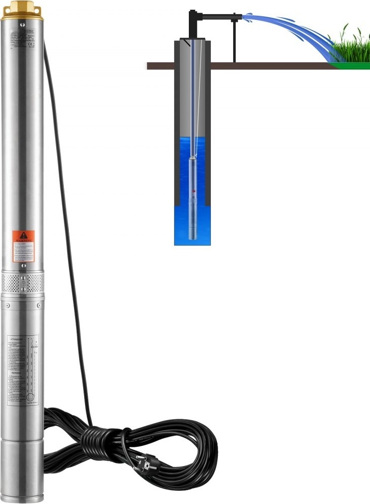 Tiefbrunnenpumpe Edelstahl 1100W - Hochleistungs-Wasserpumpe 7,1 m³/h - Brunnenpumpe bis 105m - Effiziente Förderung für Garten und Landwirtschaft