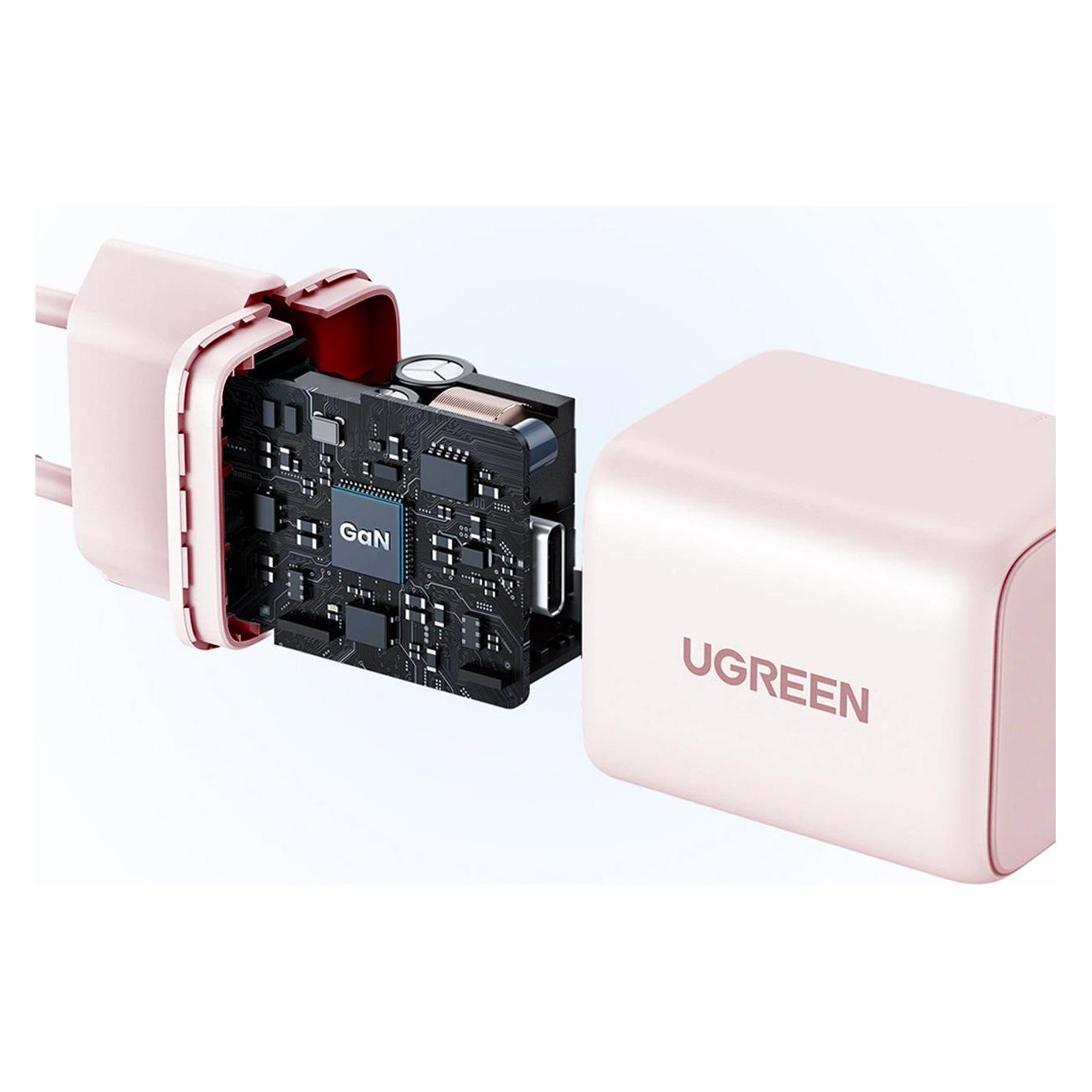 Ugreen - Wall Charger X512 (55556) - USB-C, GaN, Fast Charging, 20W, PD3.0, QC4, 3A - Pink (20 W, 1 Port) (195064)