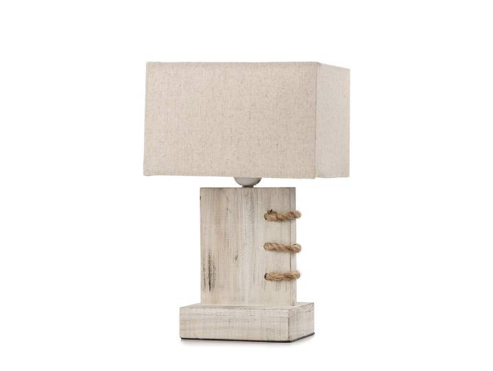 Nachttischleuchte, Beige, Holz, 15x33x22 cm, Lampen & Leuchten, Leuchtenserien
