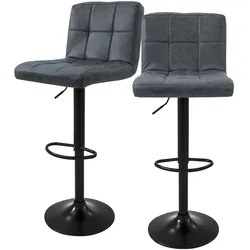 BARHOCKER 2er Set Anthrazit aus Kunstleder höhenverstellbar/drehbar