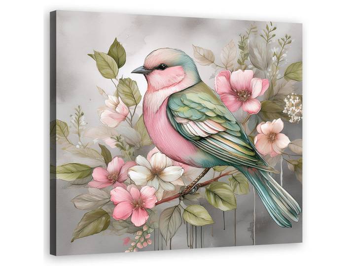 Feeby Wandbild tiere vintage vogel, Pink, Tiere, Rechteckig, 50x50 cm, Bilder & Rahmen, Bilder, Leinwandbilder