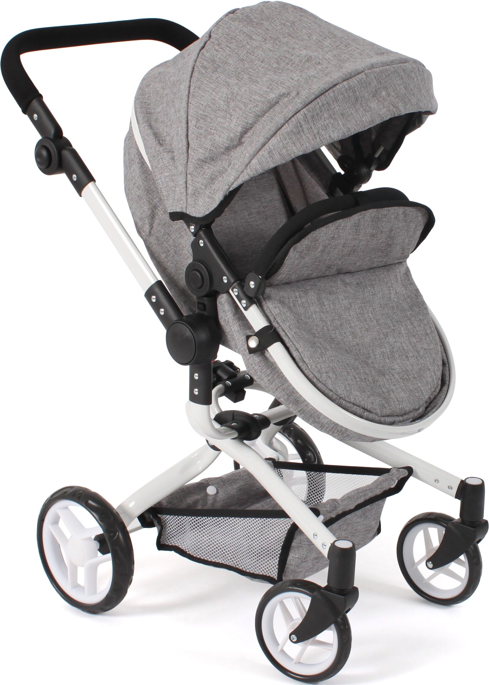 Kombi-Puppenwagen CHIC2000 "Yolo", grau (melange grau), Puppenwagen, KinderB:71cm H:81cm T:71cm, Kunststoff, Polyester, Stahl, Kombi-Puppenwagen, mit schwenkbaren Vorderrädern, B:71cm H:81cm T:71cm