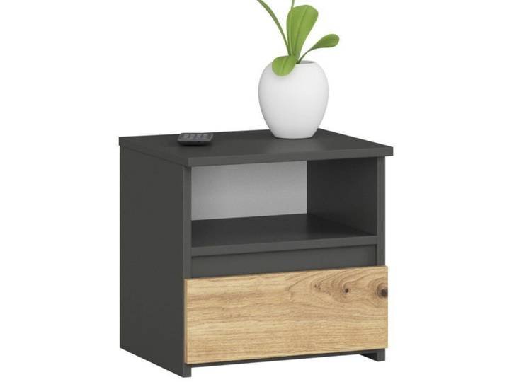 Table de chevet AKORD CL1 Gris Graphite 40 cm 1 tiroir couleur Chêne Artisan 40x35x40 cm