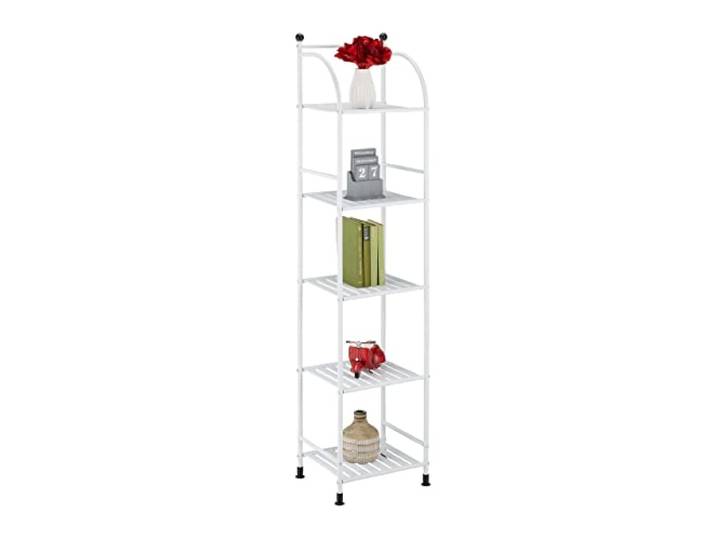 Relaxdays Étagère Verticale\, Acier\, HxLxP : 145x33x28 cm\, Rangement Cuisine et Salle de Bain\, 5 Niveaux\, métal\, Blanc