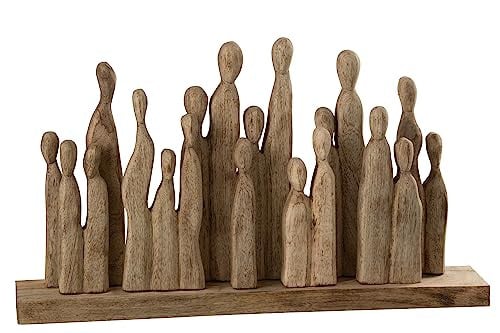 J-Line Grote Groep Decoratieve Houten Figuren voor op Tafel, Naturel