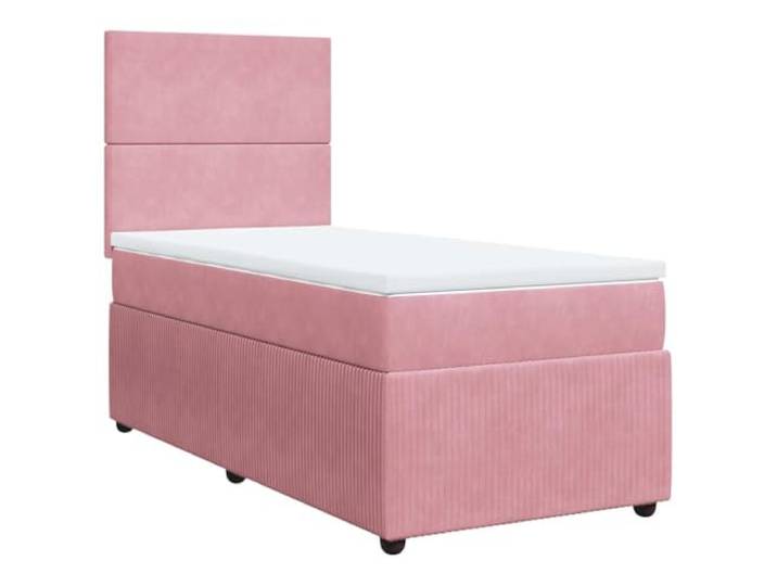 PUGYNBK Boxspringbett, Samt, Rosa, 80 x 200 cm Taschenfedern, verstellbares Kopfteil, waschbarer Matratzenschoner, Lattenrost