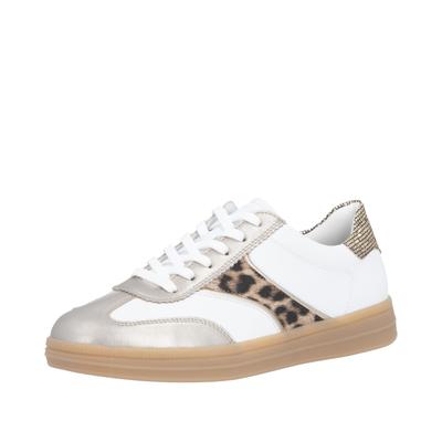 Sneaker REMONTE, Damen, Gr. 40, Textil, weiß, goldfarben, leo, Leder, Lederimitat, Schuhe Sneaker, Freizeitschuh, Halbschuh, Leo-Sneaker mit Wechselfußbett