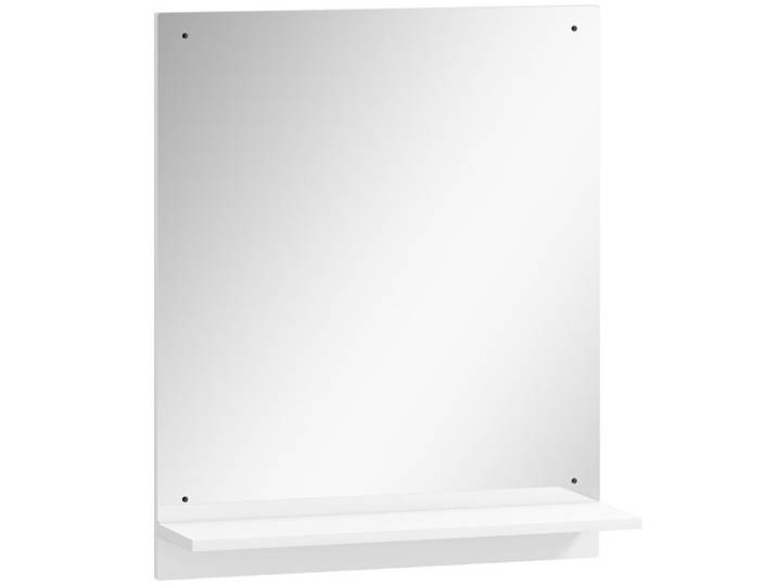 Miroir de salle de bain avec étagère - 50x60 cm - Blanc - Acrylique - Étagère intégrée - Montage facile