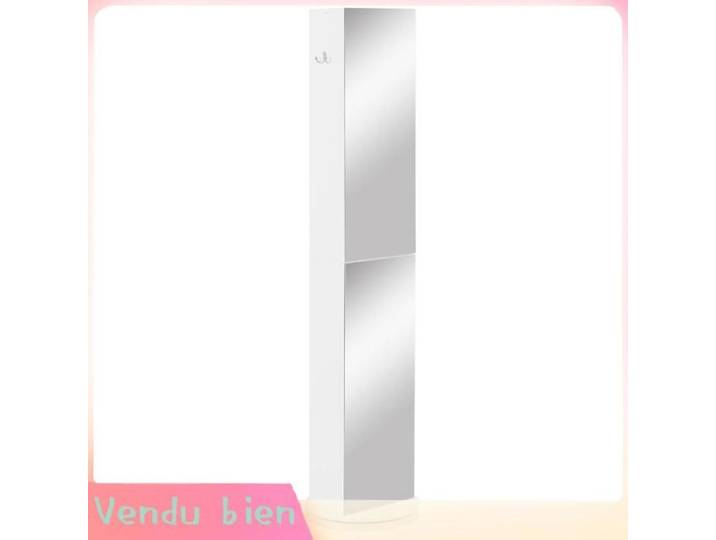 LIA Meuble colonne salle bain pivotant miroir 6 étagères blanc 36x36x171cm