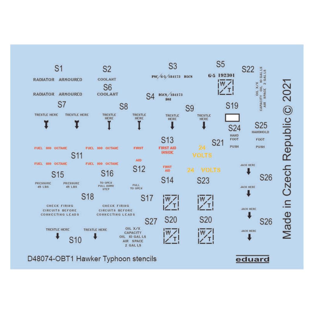 Eduard Hawker Typhoon stencils 1/48 for HASEGAWA (D48074)