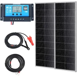 VEVOR 200W Solarpanel 2er-Set 12V monokristallinen Solarmodul plus Laderegler 16,66A Solaranlage Umwandlungsrate von 23 % Kompatibel mit AGM-, GEL-, FLD-, LI-Batterien Ideal für Wohnmobile Yachten Zuh