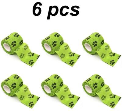 Inspire Select Self Adhesive Dog Paw Wrap Bandages Anti Dirt Protective Leg Wraps For Dogs & Puppies 6 Pcs Lake Green 2.0 X 177.2 In