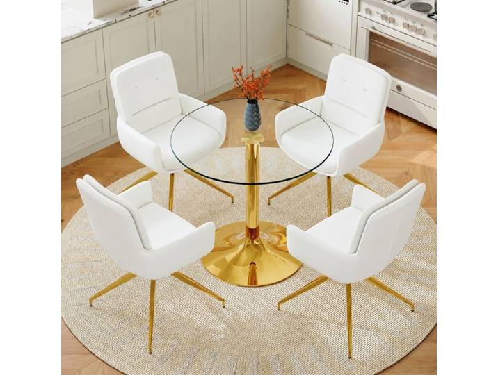 Norevia Ensemble table ronde et 4 chaises table à manger ronde de 85 cm