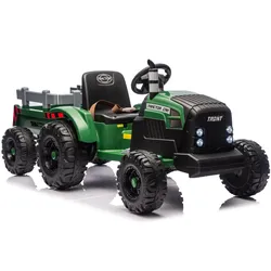 CH9959B Akku-Traktor mit Anhänger, Dunkelgrün, 24 V