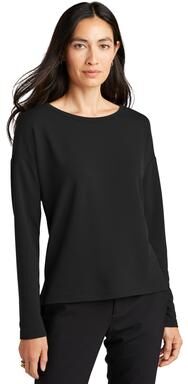 Mercer+Mettle MM3013 Women's Stretch Drop Shoulder Pullover T-Shirt in Deep Black size Medium   Triblend