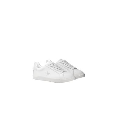 Sneaker CALVIN KLEIN "LOW PROF CUPSOLE LTH", Damen, Gr. 36, weiß, Leder, Lederimitat, unifarben, Basic, Schuhe Sneaker, Schnürschuh, Halbschuh mit Schaftrandpolsterung