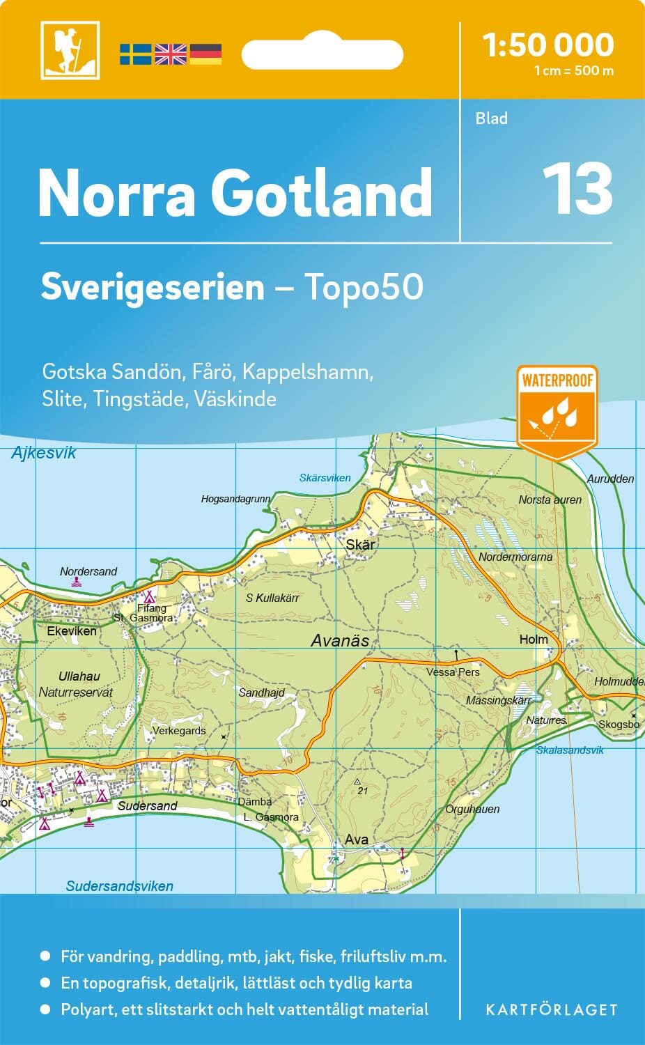 Carte topographique n° 13 - Norra Gotland (Suède)   Norstedts - Sverigeserien