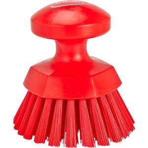 Vikan Spülbürste Runde Handbürste, Kunststoffgriff mit PBT-Borsten, rot, Länge 11 cm