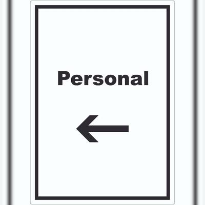 HB-Druck Personal Aufkleber mit Text und Richtungspfeil links hochkant A0 (841x1189mm)