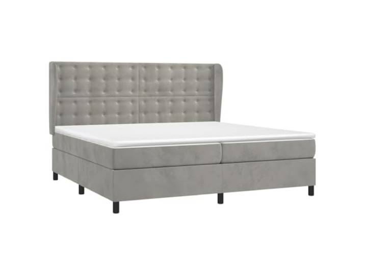 vidaXL Boxspringbett mit Matratze Hellgrau 200x200 cm Samt