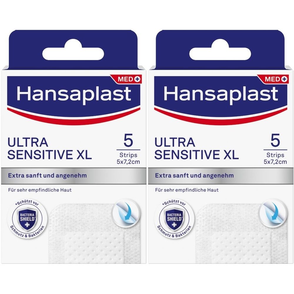 Hansaplast Ultra Sensitive Wundverband 5x7,2 cm XL 2x 2x5 St Pflaster