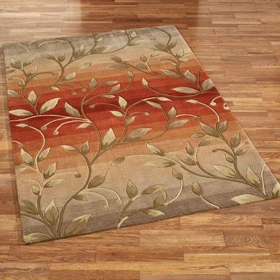 Touch of Class "Ombre Leaf Rectangle Rug Rust, 3'6"" x 5'6"", Rust"