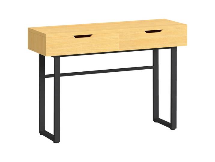 KONSOLENTISCH Schmaler Flurtisch mit 2 Schubladen, Metallrahmen, Natur