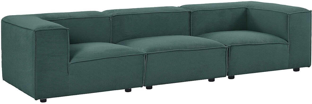 Vente-unique 4-Sitzer Modulsofa aus grünem Cord-Samt RUZOLO